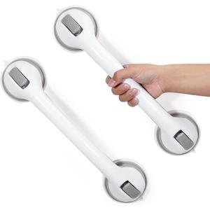 Shower Grab Bars 2 Pack Suction Cup 16 Inch Shower Grab Bars for Bathtubs and Showers, Bathroom Safety Grip No Drilling Waterproof, Heavy Duty Shower Handrails for Seniors and Elderly