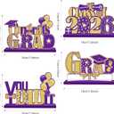 4 Pieces 2026 Graduation Party Decorations Wooden Class of 2026 Table Centerpieces Grad Congratulate Table Toppers for High School College Graduation Party Favor Supplies Photo Booth Props (Purple)