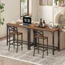 MAHANCRIS Narrow Bar Table, 63-Inch Pub Table for Dining Room, Counter Bar Tables with Sturdy Metal Frame, Connectable Bar Table, Multifunctional Console Table, Rustic Brown BTHR1601, 63"L x 13.8"W x 35"H