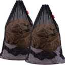 2 Pack Mesh Laundry Bags, 24 x 36 Inches Heavy Duty Drawstring Bag, Factories, College, Dorm, Travel and Apartment Dwellers, Black