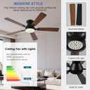 Ayaoty 54 inch Ceiling Fans with Lights and Remote, Low Profile Ceiling Fan with Light, Flush Mount, Reversible, 3CCT, Dimmable, Noiseless, Brown Ceiling Fan for Bedroom, Indoor/Outdoor Use