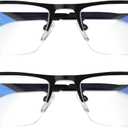 Blue Light Blocking Glasses, Lightweight Metal Half Frame Computer Reading/Gaming/TV/Phones Glasses,Filter UV Ray/Computer Glare with Spring Hinge Eyeglasses(2PCS Black)
