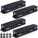 Taiyin 2 Pcs 2u 19 Inch Horizontal Cable Management Panel, 12 Slot Rack Cable Organizer with Removable Cover for Server & Network Rack