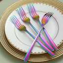 Kyraton Rainbow Dinner Forks Set of 12, 8.15" Stainless Steel Table Forks Silverware Set for Home, Restaurant, Hotel, Dishwasher Safe