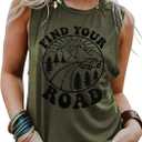 Womens Tank Tops Summer T Shirts Sleeveless Casual Loose Tunic Blouses 2026 (Green, L)