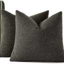 EIHU HOME 20x20 Boucle Throw Pillow Covers, Set of 2, Dark Coffee