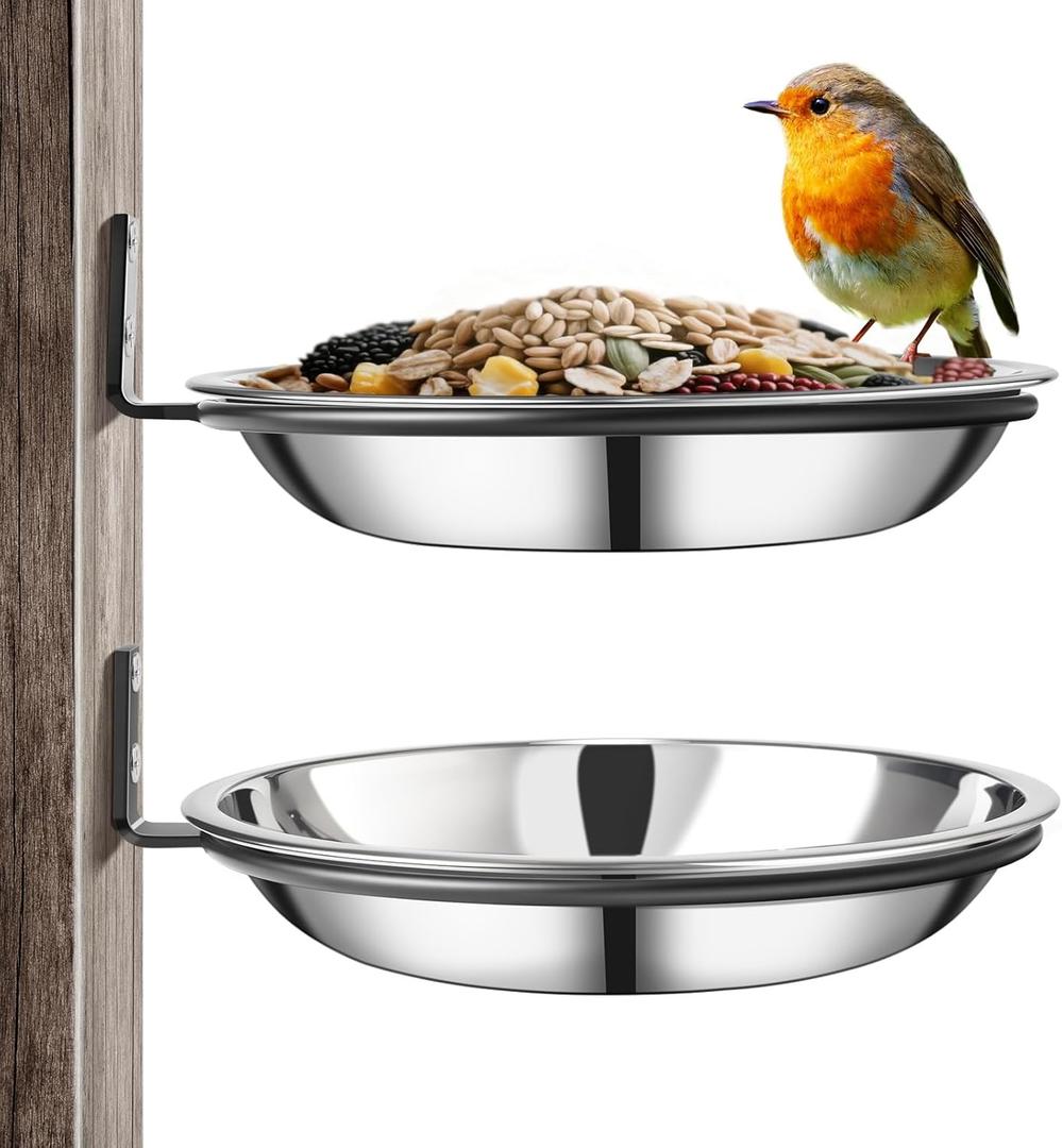 Crow Feeder Tree Mount, Stainless Steel Bird Feeder Tray Outdoor Wildlife Feeder Mount, Sturdy Corn Feeder for Crows and Squirrels  Perfect for Hunting and Bird Watching (2 Packs)