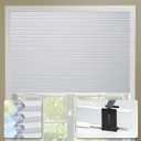 Cellular Shades No Tools No Drill Custom Honeycomb Blinds Blackout for Window Easy Cutting Telescopic Track Cellular Blind Pearl White, 29" W(19"-29") x 64" H