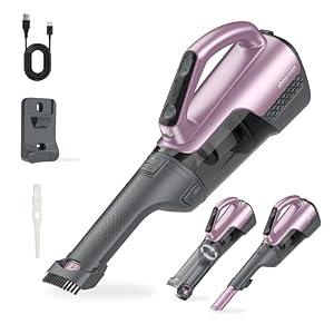Shop-Vac S3 20V Handheld Vacuum Cordless, Rotatable Nozzle, Dual-Speed Powerful Portable Car Vacuum Rechargeable, Wall-Mounted Lightweight Hand Vacuum for Home & Car, LED, HEPA Filter, Purple