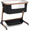 ANGELBLISS Electric Baby Bassinet Bedside Sleeper with Auto Rocking, Remote/Touch Control, 3 Timer Modes, 12 Sounds, 6 Heights, Storage & Wheels (Black) |Breathable Mesh, Full