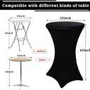 Pesonlook 6 Pack Cocktail Table Covers, 32"x43" Black Fitted Spandex Stretch Tablecloth with Square Corners, High Top Round Cocktail Tablecloth for Bar Wedding Party Banquet Round Table(Black)