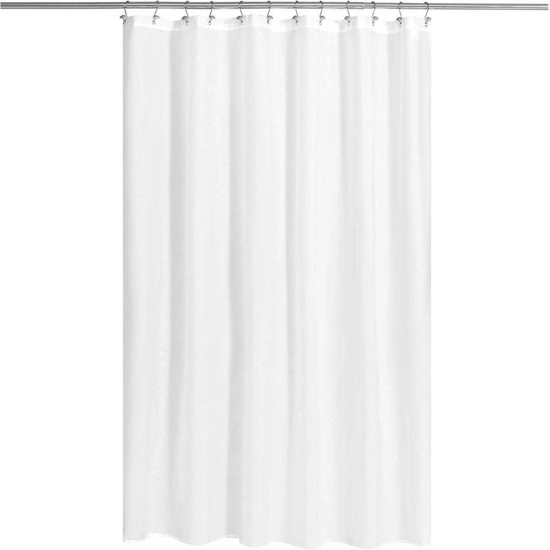 N&Y HOME Fabric Shower Curtain or Liner with Magnets - Soft Cloth Shower Liner with Hotel Quality, Machine Washable - White, 72x72