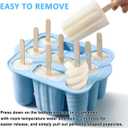 9 Cavity Popsicles Molds with 50pcs Wooden Sticks, Silicone Popsicle Mold, BPA Free Popsicle Maker Molds, Reusable Homemade Ice Pop Mold, Easy-Release Ice Cream Mold for Kids Adult DIY Ice PopsBlue