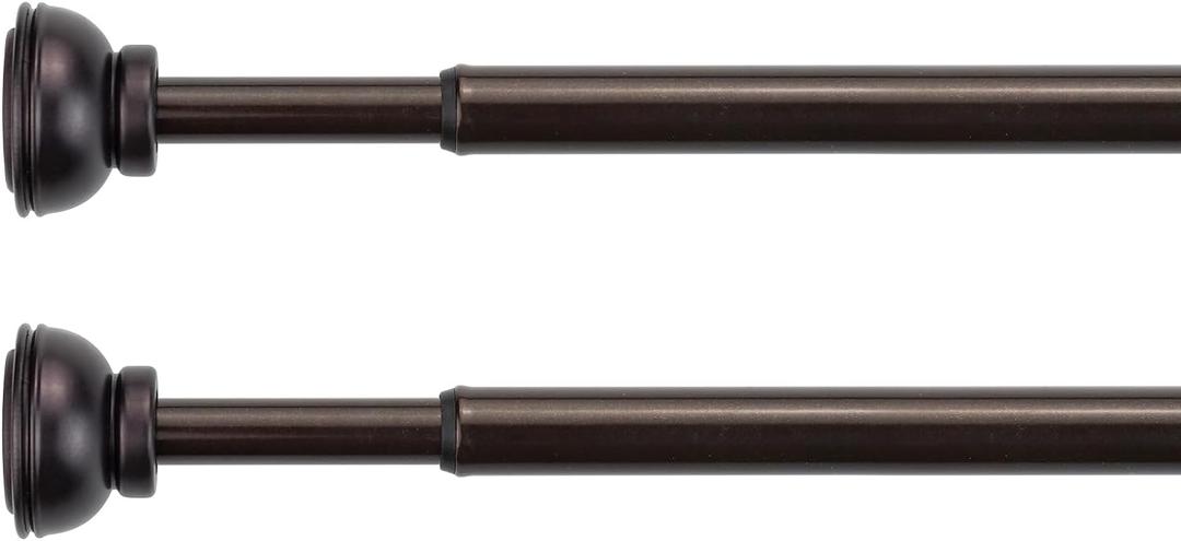 KXLife 2 Pack Spring Tension Curtain Rod, 1/2- inch Decorative Tension Drapery Rod for Window, Caf Rod Bronze, (22-36)
