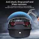 35L Motorcycle Top Case, Motorcycle Daily Tail Box Trunk Lockable Storage Carrier Plastic Case with Soft Backrest Universal Mounting for Helmet Luggage, Waterproof Motorcycle Top Box - Black