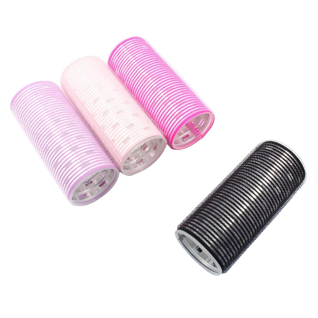 4 Pcs Hair Curlers Rollers 2 Inch Self Grip Holding Rollers Aluminium Core Curler Roller Hairdressing Curler for Long Medium Short Thick Fine Hair VolumeRose Red, Light Pink, Purple, Black