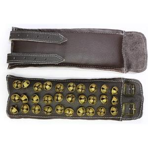 Brown Leather Pad 3 Line Ghungroo Pair (16 NO. GHUNGROO) Big Dancing Bells
