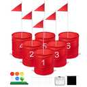 Toemics Golf Bucket Yard Game, Backyard Golf Game for Adults Kids, Portable 6 Hole Golf Course for Outdoor, Lawn, Park, Beach, Yard, Field Day, Family Reunion, Party Chipping Games