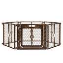 Regalo Safety 192 Super Wide 2-in-1 Baby Gate & Play Yard with Door, Adjustable 6-Panel Plastic Safety Gate for Doorways & Large Openings, Hardware Mounted Baby & Pet Gate, Brown