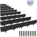 Galvanized Steel Landscape Edging Border 10 Packs 42'' L x 8'' H, Metal Landscape Garden Edging Border with 10 Stakes, Hammer-in Lawn Edging for Landscaping, Flower Bed, Yard, Pathway (35ft Total)