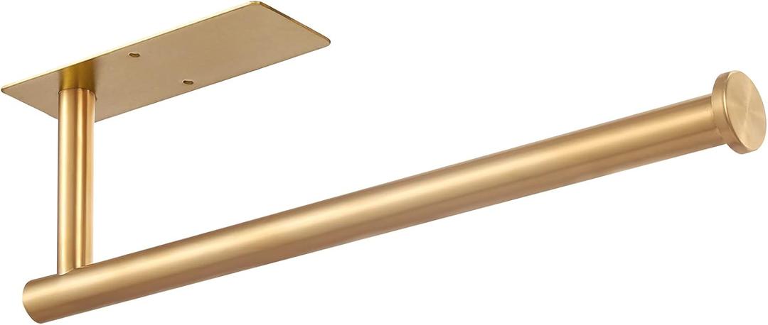 Gold Under Cabinet Paper Towel Holder - No Drill Adhesive & Wall Mount, Luxury Rust-Proof Design for Modern Kitchens