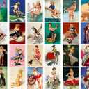 PIXILUV Vintage Postcards (24 pcs 4"x6" each) Active Life of Pinup Girls Vintage Notecards Classic Retro Greeting Card Reprint