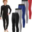 Youth Boys' Compression Leggings Pants Tights for Sports Boys Athletic Leggings Workout Base Layer Pants (L)