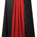 GRAJTCIN Vampire Costume Halloween Vampire Cape Adult, Two Sides Reversible High Collar Magician Hooded Cloak (59", Black and Red)