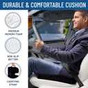 Everlasting Comfort Car Seat Cushion for Driving - Wedge Car Cushion for Office, Travel, Gaming Chair Memory Foam Driver Booster for Short People, Non-Slip, Washable Cover, Back & Sciatica Relief