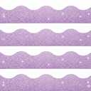 FOBSME 100 Feet Bulletin Board Border Glitter Shine Scalloped Borders Trim Glitter Bulletin Board Strips Decorative Classroom Poster Borders for Xmas Christmas Classroom School Office Decor, Blue