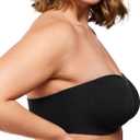 HSIA Strapless Bra for Big Bust Women, Anti-Slip Full Coverage Bandeau Plus Size Fiery Bra Underwire Support for Large Breast (Black, 34C)