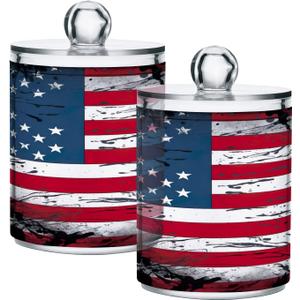 American Flag 2PC Airtight Transparent Storage Jar, Food Storage Container, Can Store Candy, Salt, Coffee Beans, With lid, Easy To Use