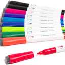 U Brands Fine Tip Dry Erase Markers with Eraser, Low Odor Whiteboard Markers Fine Tip, Assorted Bright Colors, Set of 10