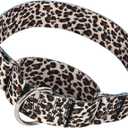 1.5 Inches Martingale Collar for Large Dogs,Wide Adjustable Heavy Duty Training Collars with Leopard Pattern,No Slip Dog Collar Perfect for Training,Walking, Hunting(Leopard L)
