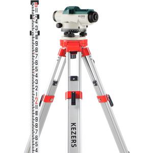 KEZERS 32X Automatic Optical Level Kit with Tripod, Self-Leveling Magnetic Dampened Compensator and Transport Lock, Aluminum Survey Tripod, 9FT Grade Rod, Carrying Case