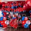 Cartoon Hero 40 Inch Red and Blue Spider Theme Number Foil Birthday Decoration Balloon, Spider Theme Happy Birthday Banner Party Decoration Balloon, Letter Logo Superhero Party Supplies (4)