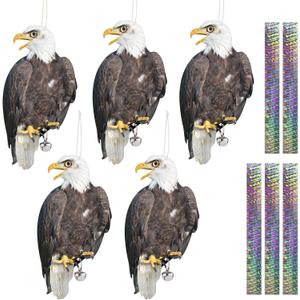 Plastic Hawk to Scare Pigeon Away from Porch Patio Balcony, 5Pcs Flat Fake Hawk to Keep Pigeon Away with Reflective Tape, Pigeon Scare Devices Garden Hawk to Scare Woodpecker Squirrel for Outdoor (Black 5Pcs 01)