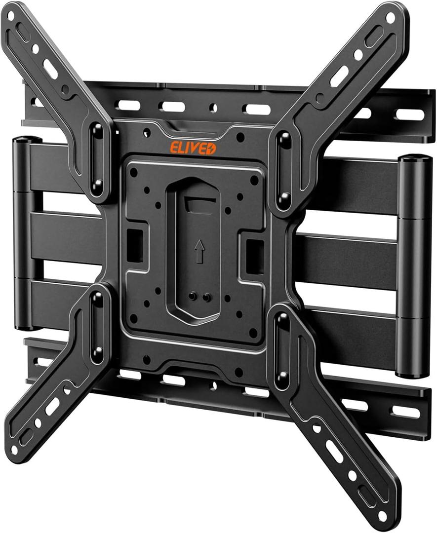 ELIVED Ultra Slim TV Wall Mount for Most 26-60 Inch tvs, Low Profile TV Mount, Full Moiton Wall Mount Bracket Swivel and Tilt, Max VESA 400x400mm, Holds up to 88 lbs. Fits 16" Wood Studs YD3033