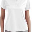 Women's Polo Shirts UPF 50+ Casual Work Quick Dry 4 Buttons Short Sleeve Collared Golf Shirt (Medium, White)