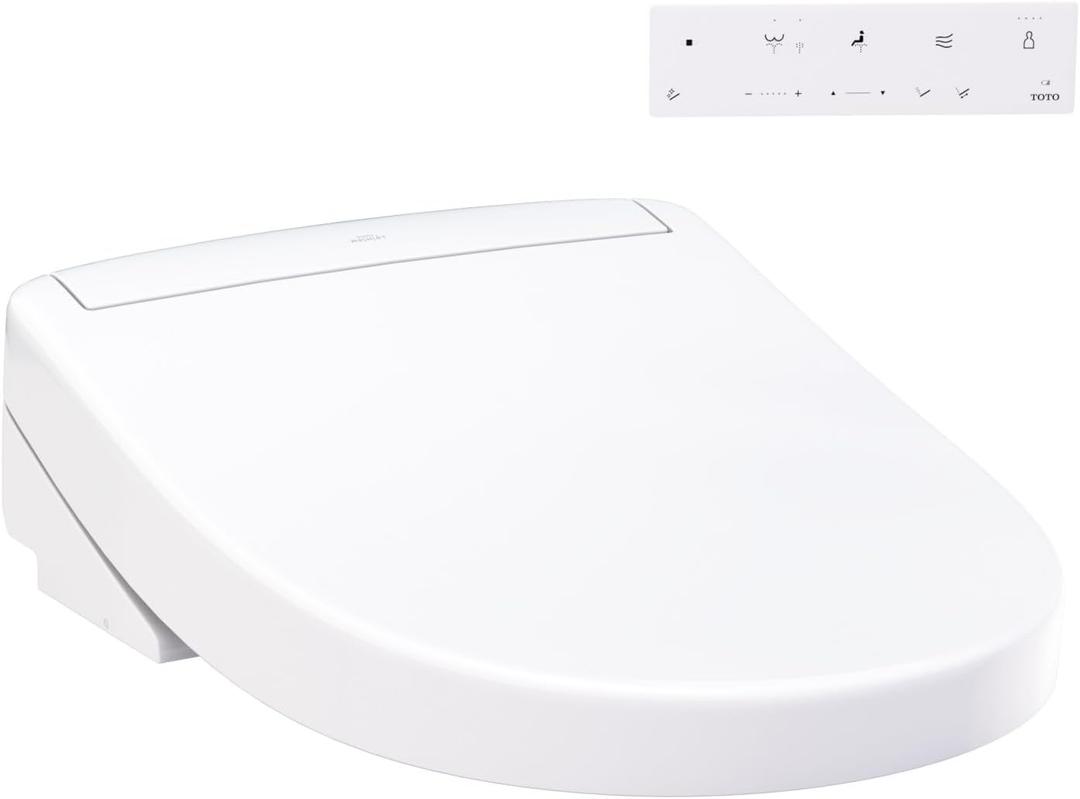 TOTO WASHLET S5 Electronic Bidet Toilet Seat with Instantaneous Water Heating, PREMIST and EWATER+ Wand Cleaning, Round, Cotton White - SW3445#01