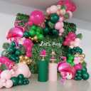 156Pcs Tropical Flamingo Balloon Arch Garland Kit, Hot Pink Dark Green Light Pink Gold Confetti Flamingo Foil Balloons with Palm Leaves for Hawaiian Luau Aloha Summer Beach Birthday Party Decorations