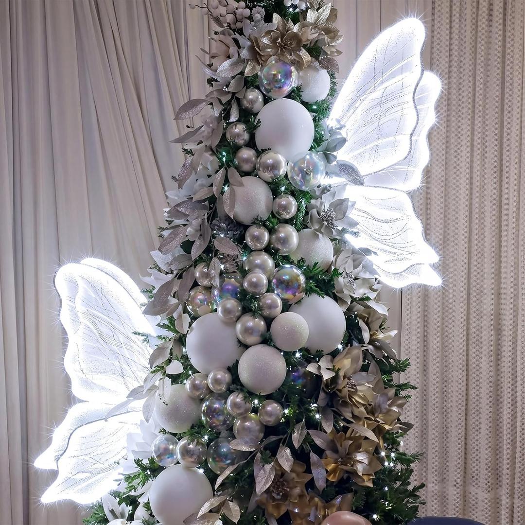 2pcs 23.6" Large LED Butterfly for Christmas Tree 3D Light Decor, about 23.6 inch