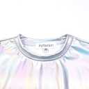Perfashion Girls Metallic Shirts with Arm Sleeves, Shiny Crop Top for Dancing, Raves, Festivals, Costumes 12-13 Years