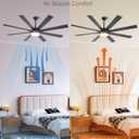 FELCO 72 Inch Ceiling Fan with Lights and Remote, Large Black Ceiling Fan | Quiet DC Motor, 6-Speed Reversible, 8 Dual-Finish Blades, 3CCT, 24W LED Light, for Living Room & Covered Outdoor Patio