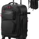 Rolling Backpack with Wheels – Airline Approved Underseat Carry-On Luggage 18x14x8, Water-Resistant Personal Item Bag with 2 Extra Replacement Wheels, Fits 15.6 Inch Laptop, Travel Backpack for Men