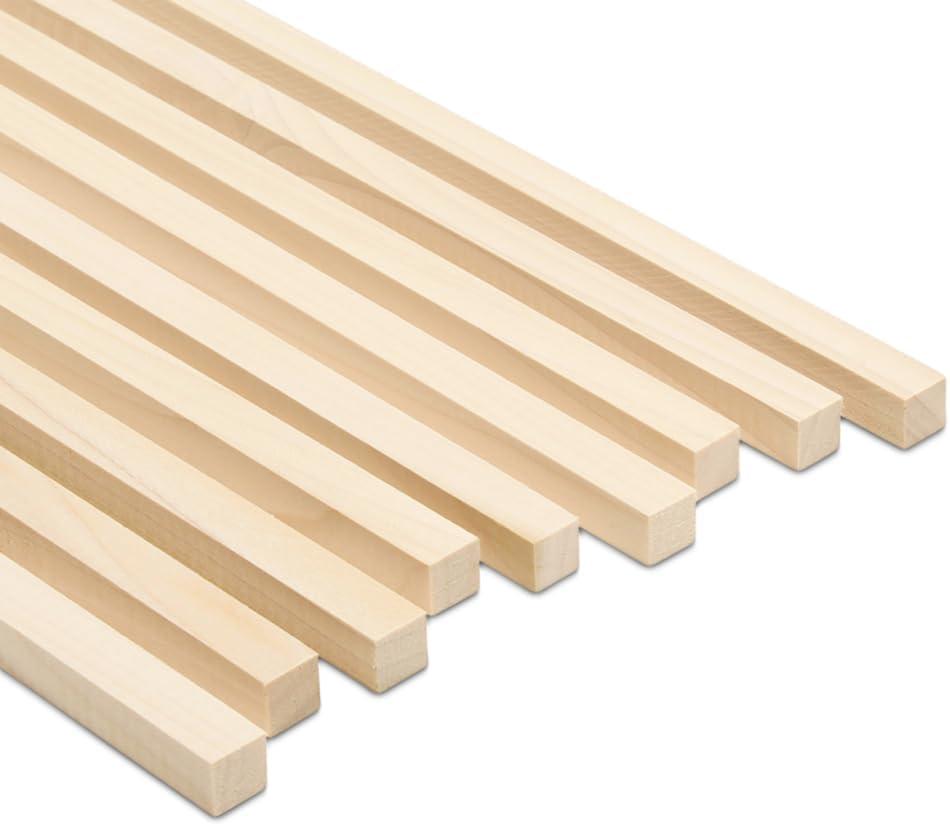 Square Wood Dowel Rod 48" x 1/2" Pack of 10 Square Wooden Dowel Sticks for Crafts and DIY Birch Hardwood by Woodpeckers