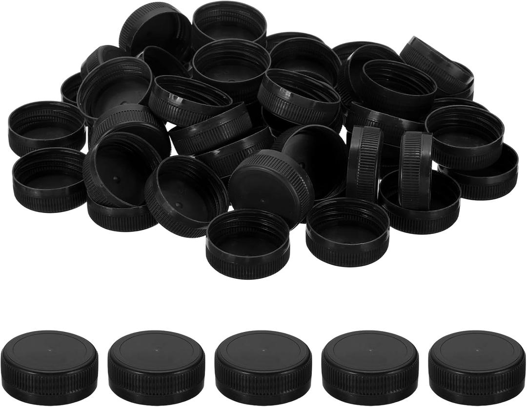 PATIKIL 38mm/1.5" Inner Plastic Bottle Cap, 100Pcs Replacement Screw Bottle Cap Storage Jug Lids for Craft DIY Juice Water Milk, Black