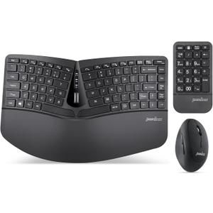 Perixx PERIDUO-606A, 3-in-1 Wireless Compact Ergonomic Keyboard with Vertical Mouse and Numeric Keypad - Adjustable Palm Rest - Tilt Wheel - Membrane Low Profile Keys - US English