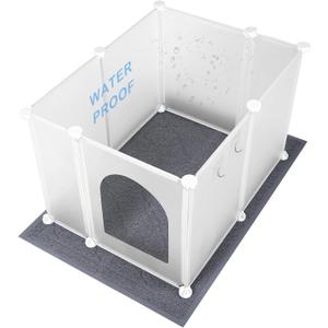 Large Cat Litter Box Cover Enclosure with Waterproof Splash Guard, Litter Mat(L33W23), Row-Hook, DIY Shield, Safe Material, Easy Install & Clean, Privacy Screen for Most Litter Boxes, L27W21H17 in