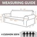 Stretch Couch Covers for 4 Separate Cushion Couch Sofa-Floral Printed Couch Sofa Cover,Washable Sofa Slipcover,Pet Friendly Furniture Protector with Elastic Bottom,Universal Fit for Home(Couch,Cover) (X-Large, Block Pattern+orange)